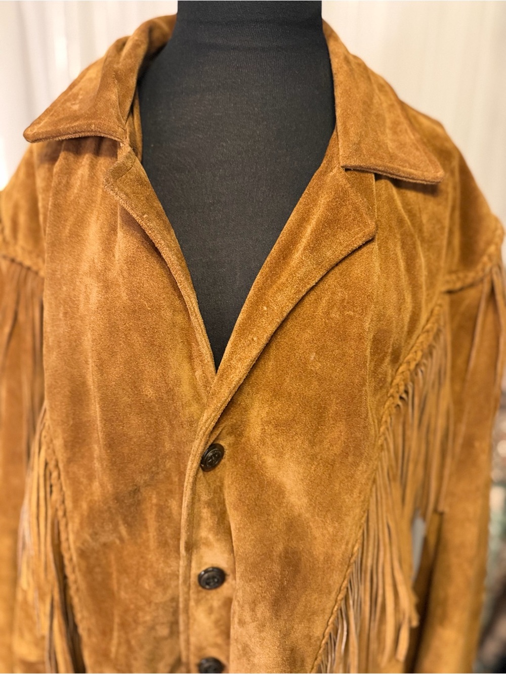 3B West by Tansmith Genuine Suede Leather Fringe Western Coat XL - Picture 4 of 16